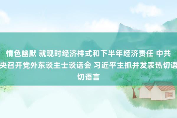 情色幽默 就现时经济样式和下半年经济责任 中共中央召开党外东谈主士谈话会 习近平主抓并发表热切语言