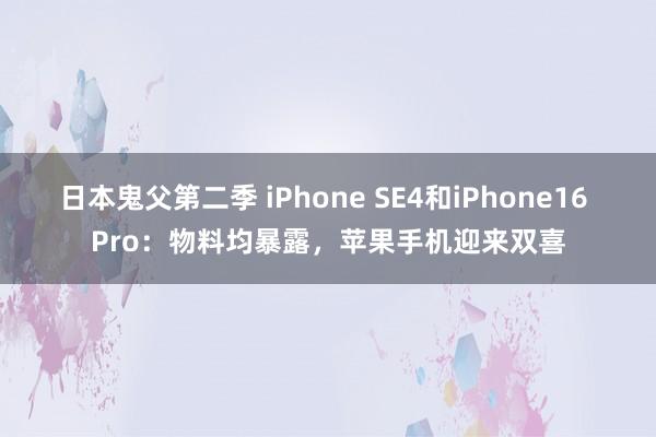 日本鬼父第二季 iPhone SE4和iPhone16 Pro：物料均暴露，苹果手机迎来双喜