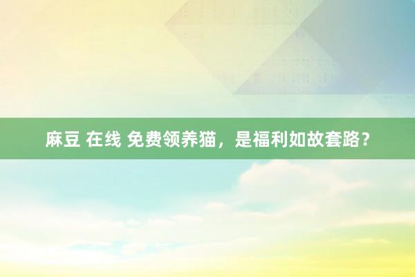 麻豆 在线 免费领养猫，是福利如故套路？